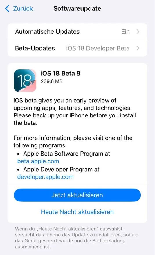 青湖路街道苹果手机维修分享苹果 iOS / iPadOS 18 开发者预览版 Beta 8 发布 