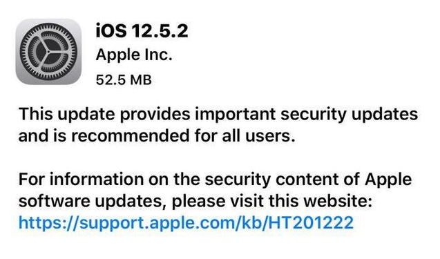 青湖路街道苹果手机维修分享iOS12.5.2发布，建议所有老苹果用户安装 
